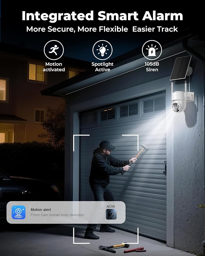 Vivideye 4MP Solar Security Cameras Wireless Outdoor, WiFi Security Camera Outside with Color Night Vision, Solar & Battery Powered 2.4G&5G Camera for Home Security,Compatible Home Hub Only