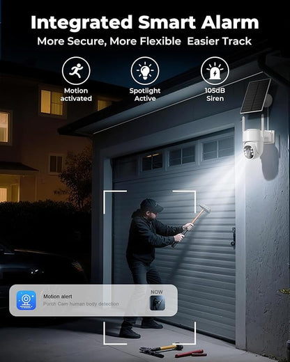 Vivideye 4MP Solar Security Cameras Wireless Outdoor, WiFi Security Camera Outside with Color Night Vision, Solar & Battery Powered 2.4G&5G Camera for Home Security,Compatible Home Hub Only