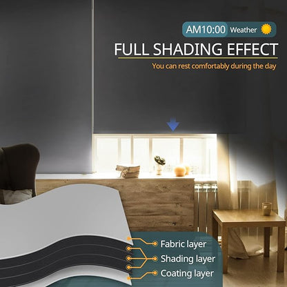 Motorized Automatic Blinds - Cordless Roller Shades with Remote Control, Smart Blinds (White, 29 x 72)