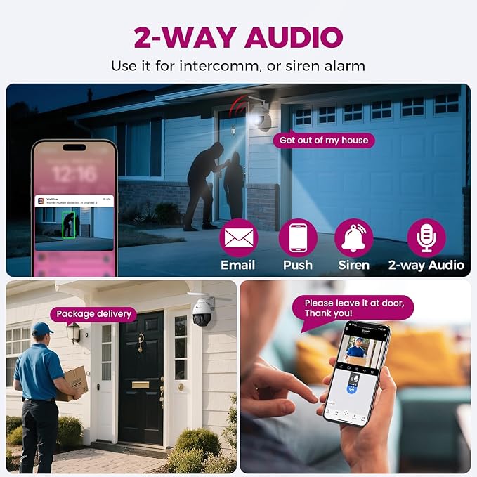 xmartO 4K 8MP Heavy-Duty 5X Zoom Security Camera System Bundle, 10-Channel WiFi 6 NVR & 10 PTZ Cameras, AI Auto Tracking, Vandal-Proof Metal Dome, Long Range WiFi6, IP66 Weatherproof, 0 Monthly Fee
