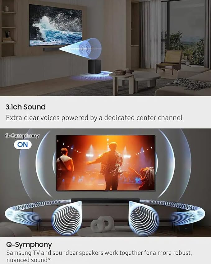 Samsung Soundbar HW-B650F 3.1ch with Subwoofer, Dolby Audio, Powerful Bass Sound Bar for TV, Clear Dialogue, Home Theater Audio System for Movies, Gaming & Music
