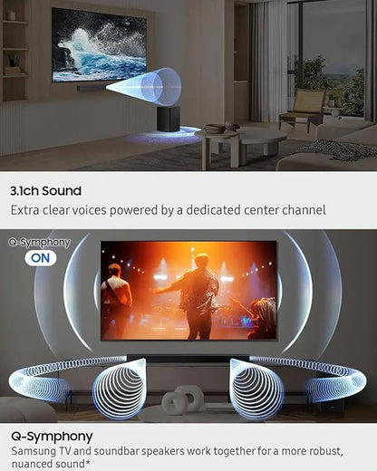 Samsung Soundbar HW-B650F 3.1ch with Subwoofer, Dolby Audio, Powerful Bass Sound Bar for TV, Clear Dialogue, Home Theater Audio System for Movies, Gaming & Music