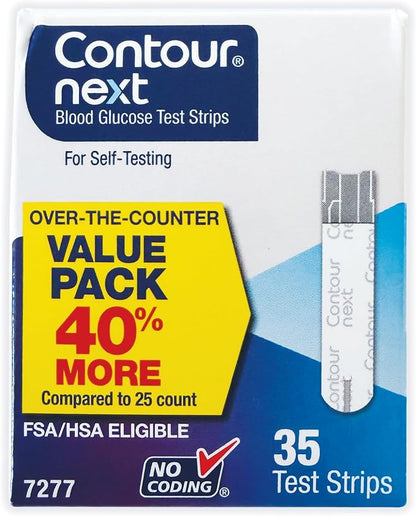 Ascensia Contour Next Blood Glucose Diabetes Test Strips 105 Count (3x35ct) | For Diabetes, Accurate, No Coding, Second-Chance Sampling, Compatible With All Contour Next Meters, Easy Blood Sugar Testing