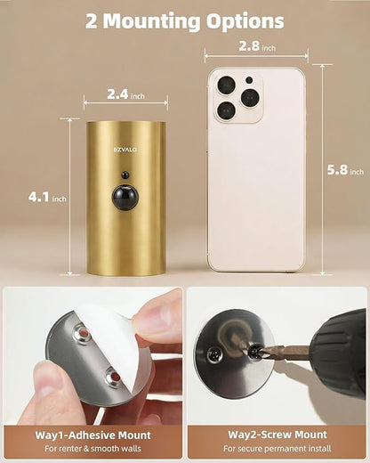 EZVALO Motion Sensor Wall Sconce with Remote, Battery Operated 4000mAh Rechargeable Wall Light, 3 Color Temperatures & 12 RGB, Up & Down LED Lighting for Hallway, Stairway (Brass Gold, 1 Pack)
