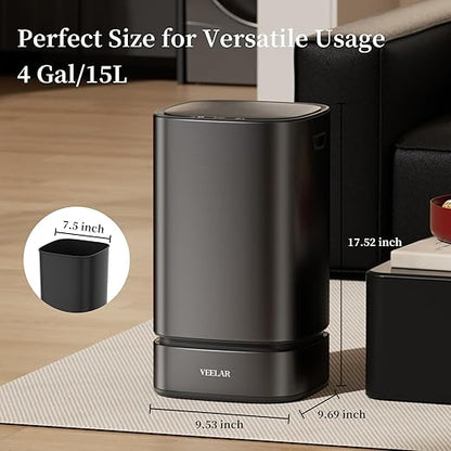 Motion Sensor Trash Can - Automatic Touchless 4 Gallon Garbage Bin for Bathroom, Bedroom, Kitchen, Office (Stainless Steel 4Gal/15L)