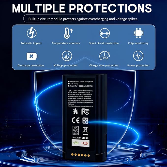 1 Pack Battery Replacement for eufy Security Video Doorbell E340 Rechargeable Lithium-ion Backup Battery with Type-C Charge Cable Upgraded 7000mAh Capacity