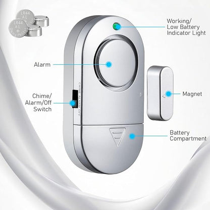 120DB High Decibel Door Window Alarms for Home Security, Toddler Child Safety Entry Open Alert Door Chime, Anti Intrusion Sensor for Household Store Apartment Garage, 10 Pack Silvery