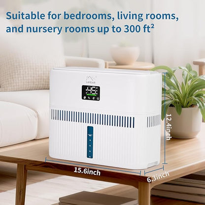 LAVIEAIR Evaporative Humidifiers for Bedroom, Living Room, Nursery, Large Room up to 300 ft², Mist-free No White Dust Top Fill Humidifier for Baby, Plants, 5L Tank, Max 48H Runtime, Easy to Clean