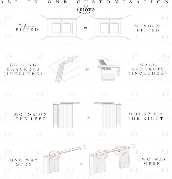 Quoya QL500 Smart Curtains System, Electric Curtain Track with Automated Rail【Motorized and Adjustable Tracks/Rod/Pole (up to 7 metres / 275 inches)】【Motor compatible with Alexa】