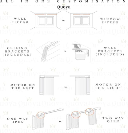 Quoya QL500 Smart Curtains System, Electric Curtain Track with Automated Rail【Motorized and Adjustable Tracks/Rod/Pole (up to 3.2 metres / 125 inches)】【Motor compatible with Alexa】