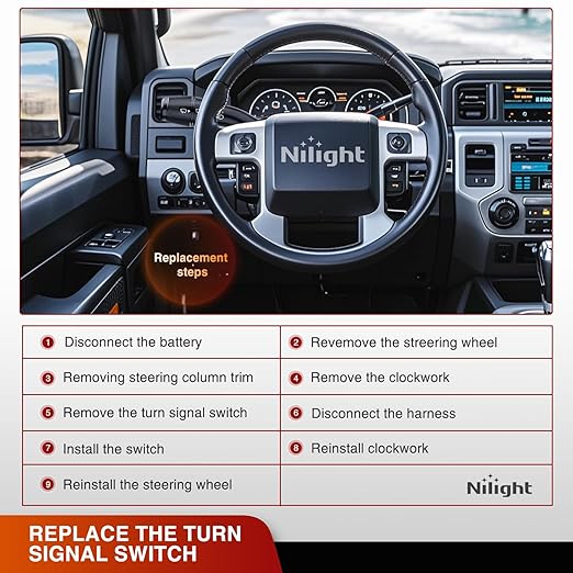 Nilight Turn Signal Switch Compatible with 1997 1998 Ford F150 F250 1997 F350 1999-2004 F250 F350 Super Duty 1997-1998 E150 E250 E350 Econoline Multifunction Combination Lever Switches