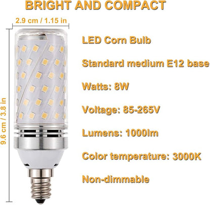 RAYHOO Candelabra LED Bulbs Incandescent 80-100W Bulb Equivalent, Standard Medium E12 Base,1000Lumens Non-Dimmable,4 Pack(Warm White 3000K)
