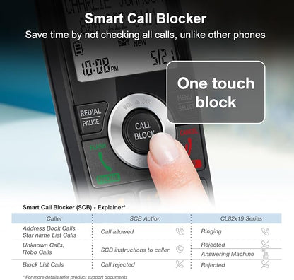 AT&T CL82519 DECT 6.0 5-Handset Cordless Phone for Home with Answering Machine, Call Blocking, Caller ID Announcer, Intercom and Long Range, Black