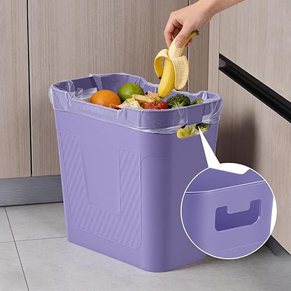 Small Purple Trash Can Wastebasket, 2.9 Gallon Plastic Garbage Can Waste Basket for Narrow Spaces Bathrooms Laundry Room Kitchens Offices Kids Rooms (Purple)
