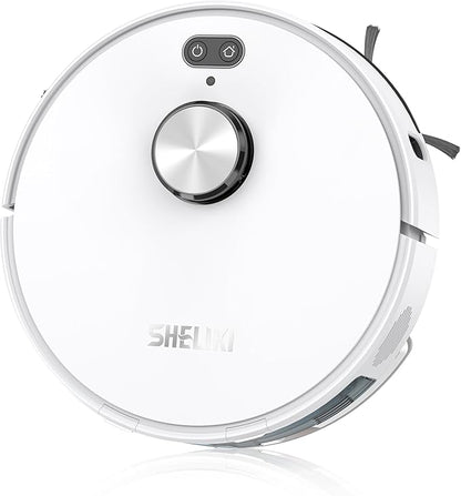 SHELIKI 3-in-1 Robot Vacuum and Mop, Strong Suction Mapping Robotic Vacuums Cleaner, Slim Compact Design, 360 LiDAR Smart Navigation, WiFi App Control, Ideal for Pet Hair Hard Floors Low Pile Carpet