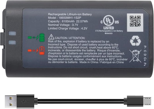 Lithium-ion Replacement Battery(3.7V 6100mAh/22.57Wh) fit for myQ Smart Garage Video Keypad Alarm System,Rechargeable Battery Compatible with MYQ 18650MH1-1S2P with Micro-USB Charging Cable