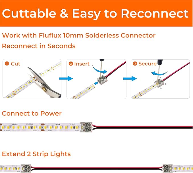 24V 2835 LED Strip Lights 4000K, 300+LM/FT, 16.4FT, UL Listed, CRI95, High Density 160LEDs/m Tape Light, Cuttable, Dimmable, VHB Equipped, for Pros, Accent, Task Lightings (NO Power Supply)