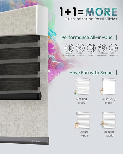 Yoolax Smart Dual Roller Shades, Motorized Blinds with Remote Smart Zebra Shades Compatible with Alexa, Blackout & Light Filtering Automatic Blinds for Windows (Zebra Customize)