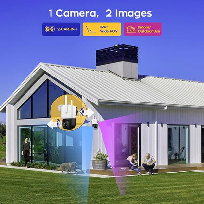 xmartO [8 Dual-Lens Camera Bundle 16-View Long Range WiFi6 Mesh Security System, 16CH 4K Dual Band NVR, 4MP 180°+Static FOV & 360°PTZ AI Tracking, 24/7 Plug-in Surveillance, 500GB HDD, No Monthly Fee