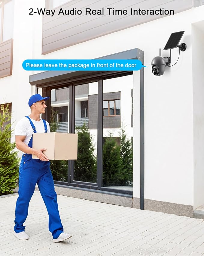 ANRAN 3MP Security Camera Wireless Outdoor, 2K Solar Outdoor Camera with 360° View, Smart Siren, Spotlights, Color Night Vision, PIR Human Detection, Pan Tilt Control, 2-Way Talk, Q01 Grey 2 Packs