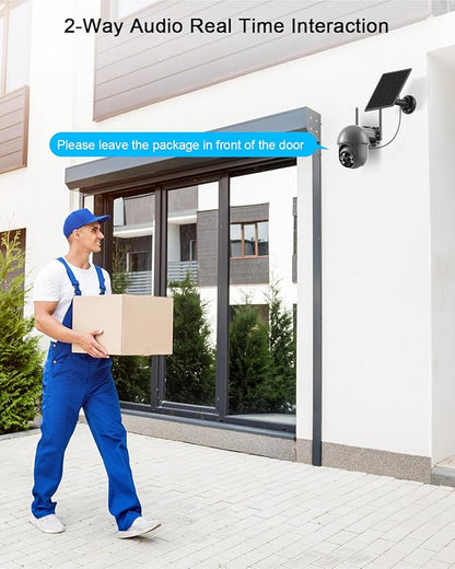 ANRAN 3MP Security Camera Wireless Outdoor, 2K Solar Outdoor Camera with 360° View, Smart Siren, Spotlights, Color Night Vision, PIR Human Detection, Pan Tilt Control, 2-Way Talk, Q01 Grey 2 Packs