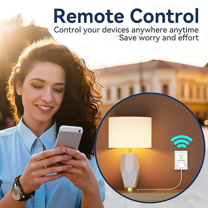 2 Pack Smart Plugs, WiFi Outlets Compatible with Alexa&Google Assistant,15A/1800W Max, Smart Socket with Timer and Group Control, No Hub Required, Simple Setup, for Home(2.4G WiFi Only)