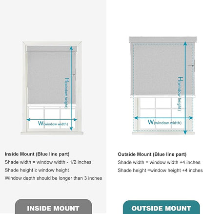 Changshade Custom Size Cordless Roller Shades with Valance, Blackout Roller Shades for Windows Roll-up Fabric Blinds with Thermal Insulated for French Door, Easy Installation Deep Grey