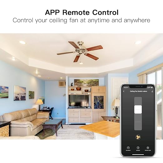 TREATLIFE Smart Fan Switch, 4 Speed Fan Switch for Ceiling Fan, Neutral Wire Required, 2.4GHz WiFi Smart Ceiling Fan Control Works with Alexa, Google Home, Remote Control, Schedule, No Hub Required