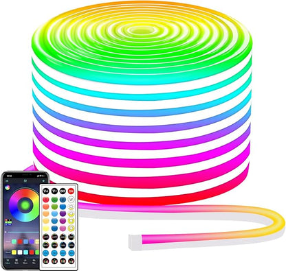 segrass 132FT Neon LED Rope Lights IP65 Waterproof LED Lights for Bedroom Flexible LED Light Strip with Remote/APP Control RGB Lighting Strip for Indoors Outdoors Bedroom Room Home Décor