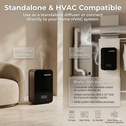 HVAC Scent Diffuser System with App | Waterless Diffuser for Home, Office, Large Room, Studio, Yoga,| Coverage Upto 2500 Sq.ft | Scentia CASA SC 2000 Black/Rose Gold