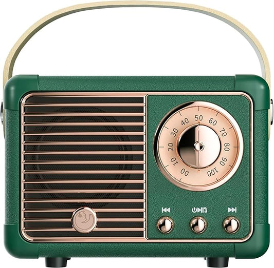 Retro Bluetooth Speaker, Small Bluetooth Speaker Wireless for Indoor Outdoor, Vintage Home Office Decor, Perfect for Party Desk Kitchen Hiking Beach Travel, Gift Ideas Green