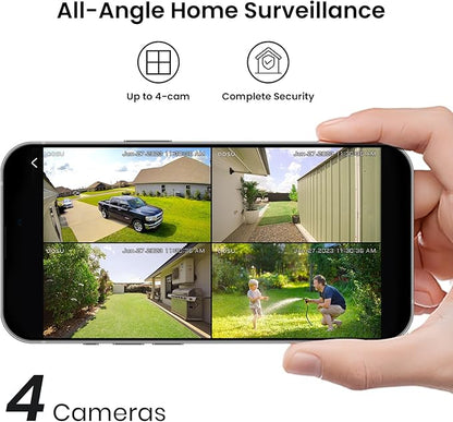 aosu 2K Add-on Camera, Requires WirelessCam/SolarCam aosuBase (NOT Doorbell Base Station), Up to 4 Cameras Can be Connected to 1 aosuBase
