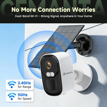 2K Security Cameras Wireless Outdoor, Solar & Battery Powered