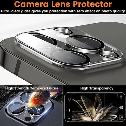 Lesakit 4+4 Pack Privacy Screen Protector for iPhone 15 Pro Max 6.7-Inch with 4 Pack Camera Lens Protector, Anti Spy Tempered Glass Film 9H Hardness Case Friendly