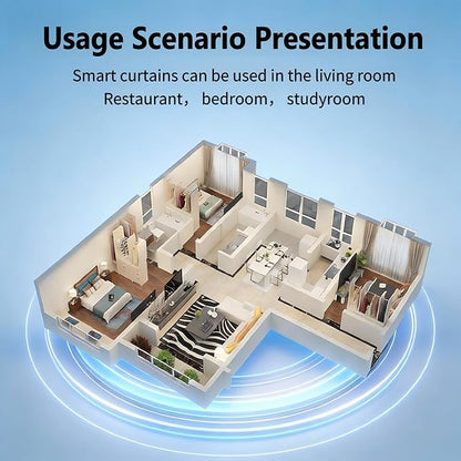 Zigbee Motor for Smart Curtain Track System, No Wiring Required, Automatic Ceiling Curtain Opener, Motorized Curtains with App, Voice, Remote Control, Compatible with Alexa,Google and Siri