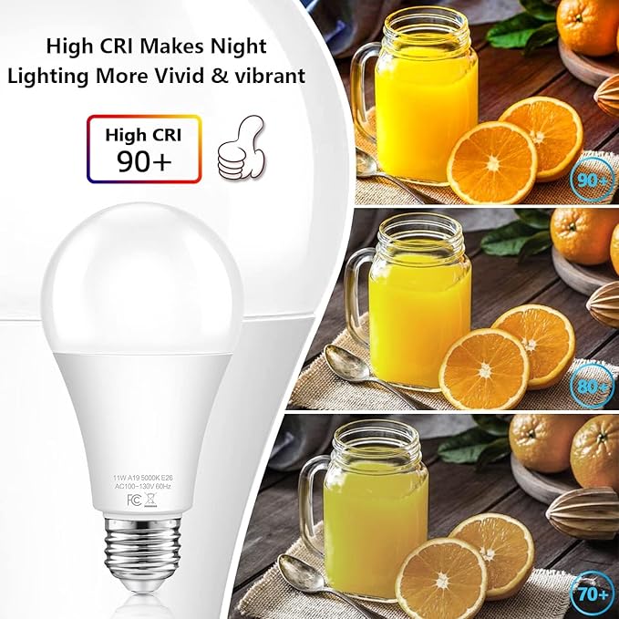 Dusk to Dawn Light Bulbs Outdoor 100 Watt Equivalent, 11W Automatic On/Off Sensor Light Bulb Daylight 5000K, A19 Outdoor LED Light Bulbs Photocell for Porch Garage Yard Security, E26 Base, 12-Pack
