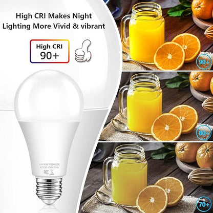 Dusk to Dawn Light Bulbs Outdoor 100 Watt Equivalent, 11W Automatic On/Off Sensor Light Bulb Daylight 5000K, A19 Outdoor LED Light Bulbs Photocell for Porch Garage Yard Security, E26 Base, 12-Pack