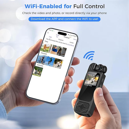 4K Body Camera with Audio and Video Recording: 128GB WiFi Body Cam with 180° Rotating Lens, Night Vision 7Hr Battery Bodycam, Wearable Pocket Camera Camcorder (128GB)