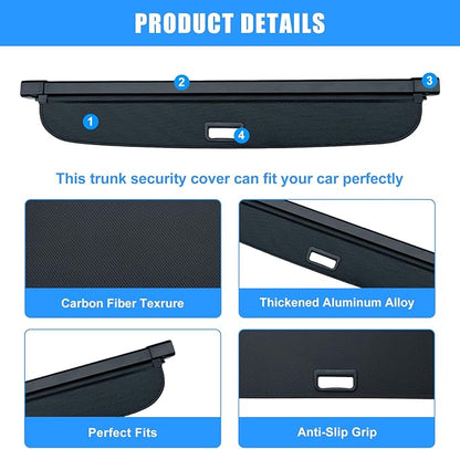 AUXKO Retractable Cargo Cover for Lincoln Nautilus 2026 2025, Trunk Cargo Cover Luggage Security Shade Cover for 2026-2024 Lincoln Nautilus Shielding Anti-Peeping Luggage Privacy Screen, Carbon Fiber