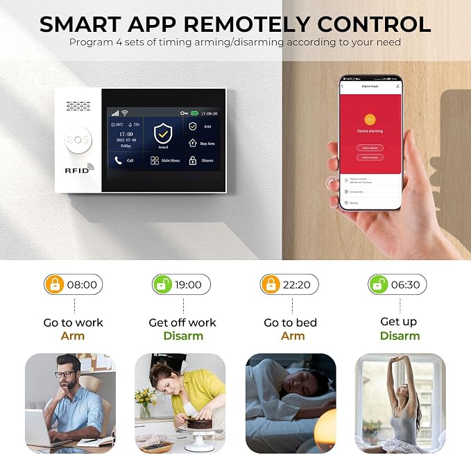 PGST Home Security System, Home Alarm System Wireless Touch Screen Motion Detection, Door and Window Alarms for Home, Wireless Siren, Remotes, Phone App, for Villa Home Apartment