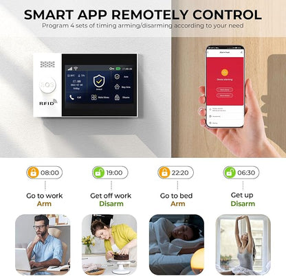 PGST Home Security System, Home Alarm System Wireless Touch Screen Motion Detection, Door and Window Alarms for Home, Wireless Siren, Remotes, Phone App, for Villa Home Apartment