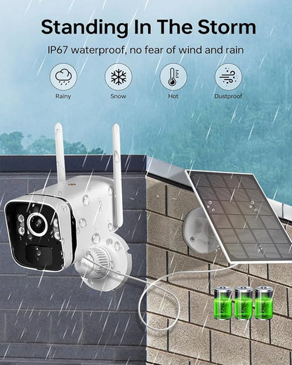 Solar Security Cameras Wireless Outdoor: 2.5K/4MP UHD Battery Solar Powered Home Security Wifi System with 10" LCD Monitor, 10CH NVR Color Night Vision Smart Motion Alert 2-Way Audio 64GB Storage