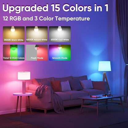 Yochoice Rechargeable Battery Operated Wireless Puck A19 Light Bulb with Remote Control 1 Packs, Dimmable Detachable LED Bulb with 15 Colors Selectable 3 Timer, for Wall Sconce, Non Hardwired