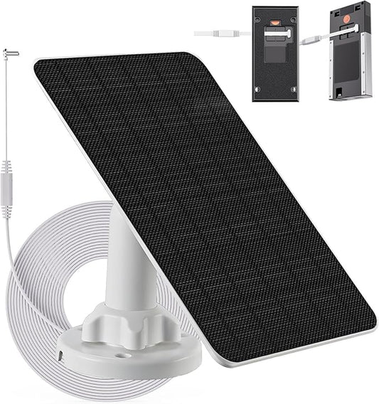 3W/5V Solar Panel with Built-in 4000mAh Battery,USB-C Port,IP65,13.2ft/4m Charging Cable,Perfect Compatibility with Ring Battery Doorbell (2024 Release),no Need to Remove Stand (USB-C)