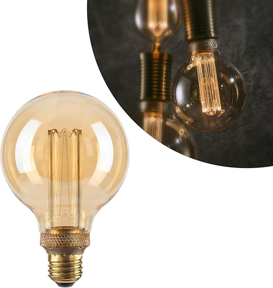 Globe Edison LED Light Bulb, Vintage Decorative Dimmable Bulb Round Glass Cover, 3.5W Low Lumen Eye-Caring Soft Dim Lighting for Mood(Not Daylight White), E26 Medium Base, Amber RN G95