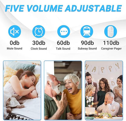 ChunHee Wireless Caregiver Pager Call Button Nurse Alert System Call Bell for Home/Elderly/Patient Emergency Vibration Pager 2 Transmitter+1 Receiver(800+Feet Operating Range)