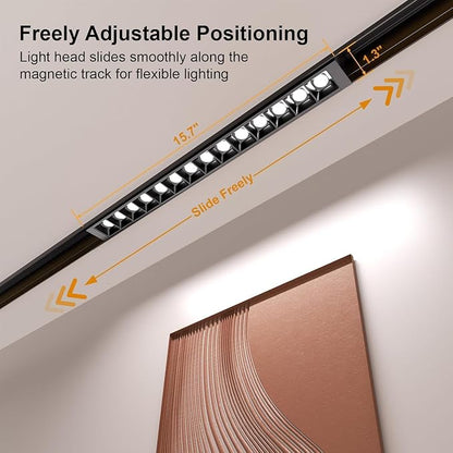 2-Pack Grille Spotlight Magnetic Track Head, 24V 15W CCT Lighting | Dimmable LED Lamp for Track Lighting with APP Remote Control, Adjustable Bright CCT 3000K-6000K, ETL Certified Ceiling Light
