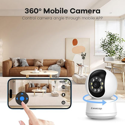 2PCS Smart Security Camera - 2K Home Security Camera, Pan & Tilt 2.4Ghz Indoor, with Person, Vehicle, Animal Detection, Phone App 2-Way Audio, Compatible with Alexa and Google Assistant