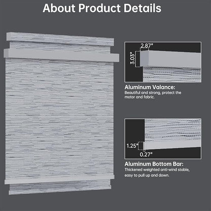 Motorized Blinds with Remote, Light Filtering Smart Blinds for Windows Automatic Roller Shades Compatible with Alexa, Motorized Shades Customized for Living Room Home Office (Jacquard Grey)