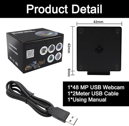 MMlove 8K USB Camera 48MP Webcam 4K 30FPS High Speed Autofocus Lightburn Camera with 70 Degree No Distortion Lens Industrial Security Wabcam for Skype/Zoom/FaceTime/Hangouts,PC/Laptop/Raspberry Pi